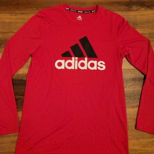 Boys Adidas Red L/S Climalite Tee - L